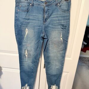 Distressed Blue Jeans